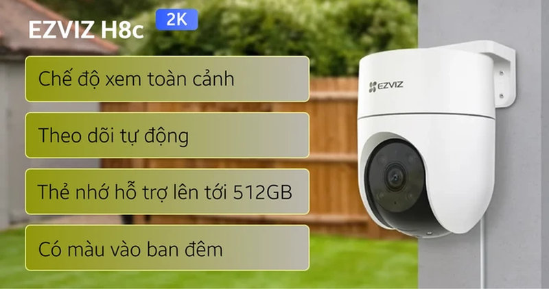 Camera WiFi EZVIZ H8c Pro 2K 3MP hỗ trợ quan sát ban đêm