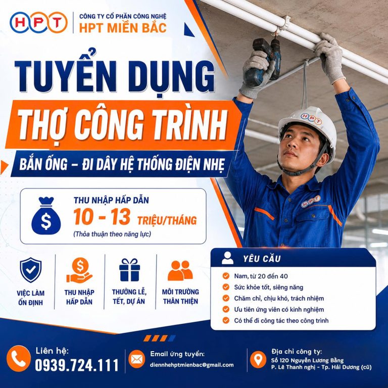 Tuyển dụng Thợ công trình điện nhẹ