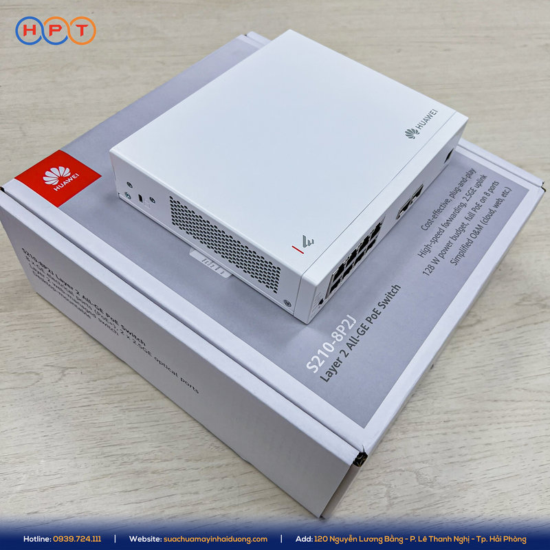 HUAWEI eKit S210-8P2J có khả năng kết nối với mạng trung tâm hoặc mạng cáp quang tốc độ cao